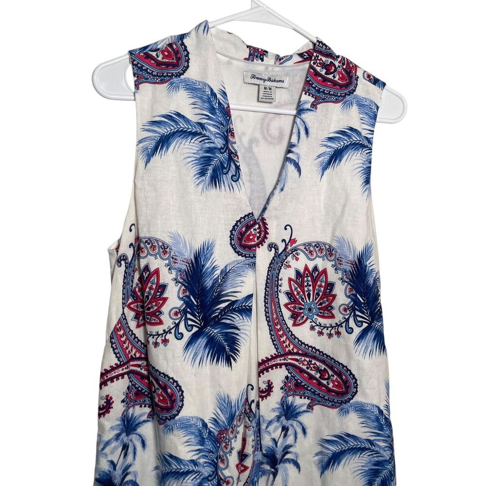 Tommy Bahama Dress Women's Medium V-Neck Sleeveless Paisley Career Shift - Picture 2 of 8